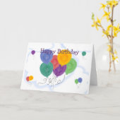 Carte Joyeux Ballons d'anniversaire (Fleur jaune)