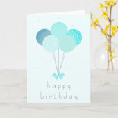 Carte Joyeux Ballons d'anniversaire bleu (Fleur jaune)