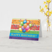 Carte Joyeux Ballons d'anniversaire multicolore (Fleur jaune)