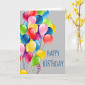 Carte Joyeux Ballons d'Anniversaire Vide à l'intérieur (Fleur jaune)