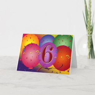 Carte Joyeux Ballons de 6e anniversaire !
