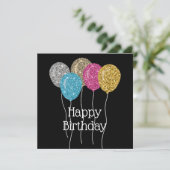 Carte Joyeux Ballons de Parties scintillant colorés d'an (Debout devant)