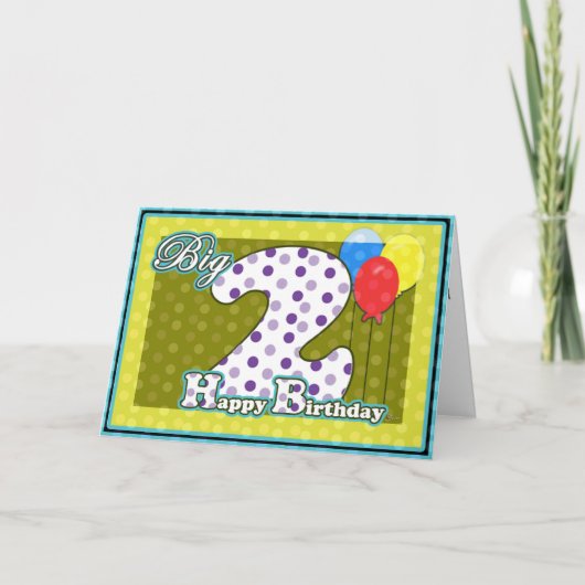 Carte Joyeux Ballons du 2ème anniversaire avec Big 2ème  (Devant)