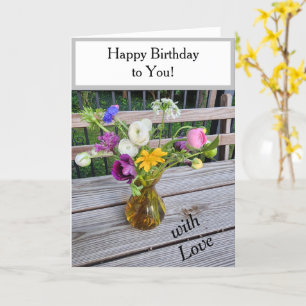 Carte Joyeux Balloons de Bouquet Floral Anniversaire