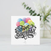 Carte Joyeux Balloons Rétro Card Anniversaire (Debout devant)