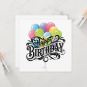 Carte Joyeux Balloons Rétro Card Anniversaire (Devant/Arrière en situation)