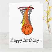 Carte Joyeux Basketball d'anniversaire de la Gang entièr (Fleur jaune)