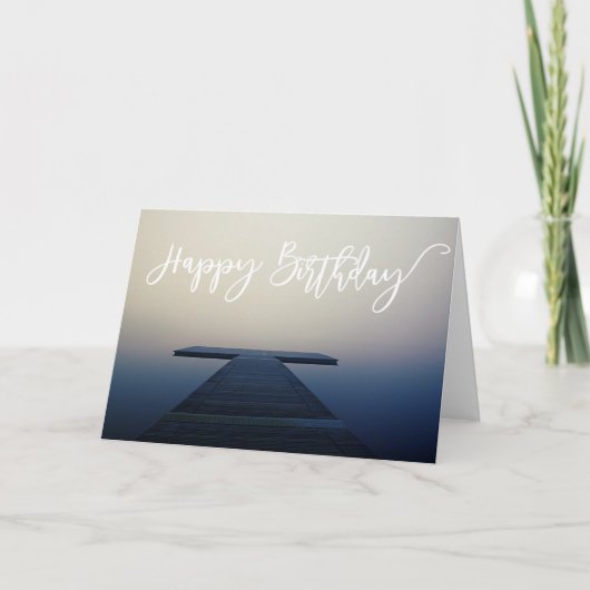 Carte Joyeux bateau d'Anniversaire Lake Dock (Devant)