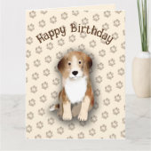 Carte Joyeux Beagle d'anniversaire avec empreintes de ch (Devant)