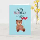 Carte Joyeux Bearday mignon Teddy Bear Pun drôle Anniver (Fleur jaune)