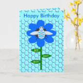 Carte Joyeux Bee Day Boy Blue Birthday Bumblebee Custom (Fleur jaune)
