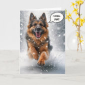 Carte Joyeux berger allemand anniversaire (Fleur jaune)