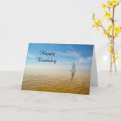 Carte Joyeux Birthday Card Sailboard thème (Fleur jaune)