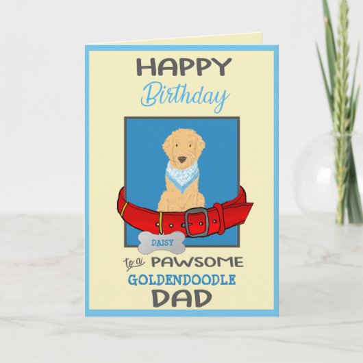 Carte Joyeux Birthday Chien Daddy de Goldendoodle Chien (Devant)