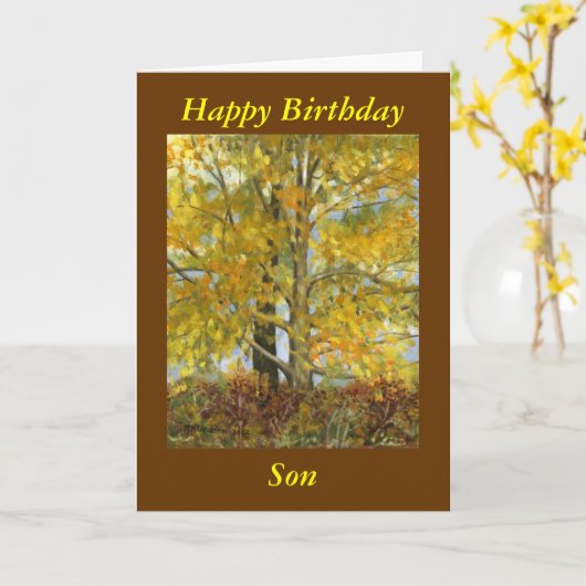 Carte "Joyeux Birthday Son" (Fleur jaune)