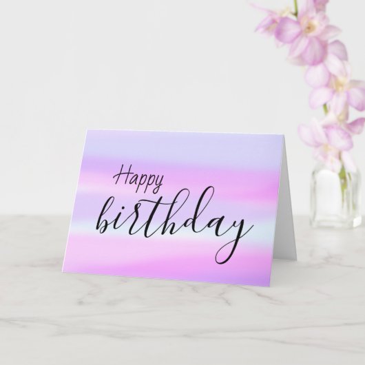 Carte Joyeux Birthday Watercolor Wash Script (Orchidée)