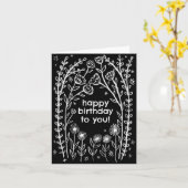 Carte Joyeux Birthday Whimsical Floral Sketch Doodle (Fleur jaune)