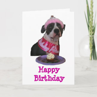 Carte Joyeux Bithday Pit Bull Princess