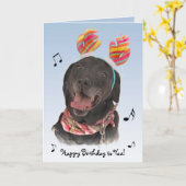 Carte Joyeux Black Labrador Retriever Dog Anniversaire (Fleur jaune)