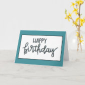 Carte joyeux bleu d'anniversaire main verte (Fleur jaune)