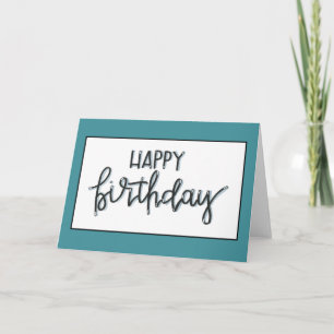 Carte joyeux bleu d'anniversaire main verte