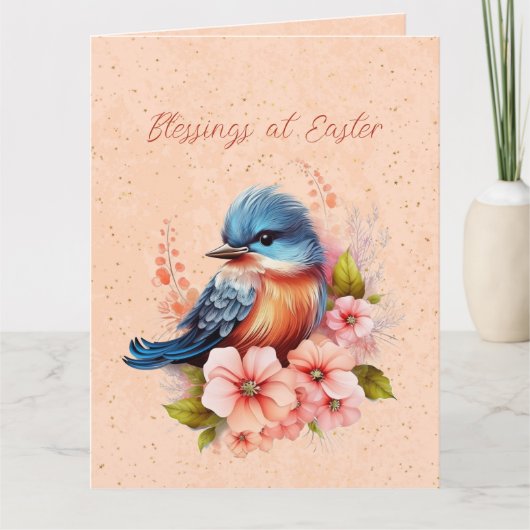 Carte Joyeux Bleu de Pâques (Devant)