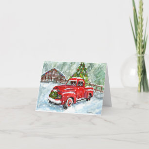 Carte joyeux bonbons d'aquarelle de noël conduisant cami