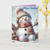 Carte Joyeux bonhomme de neige adorable Noël4 (Fleur jaune)