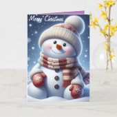 Carte Joyeux bonhomme de neige de Noël (Fleur jaune)