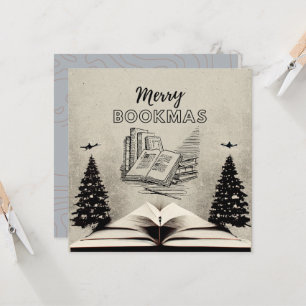 Carte Joyeux Bookmas Amateur de livres de Noël v