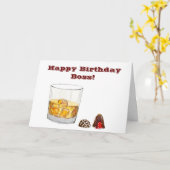 Carte Joyeux Boss D'Anniversaire Avec Whiskey Et Chocola (Fleur jaune)
