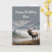Carte Joyeux Boss d'Elk Anniversaire qui est exceptionne (Fleur jaune)