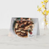 Carte Joyeux bouchons de vin d'anniversaire (Fleur jaune)