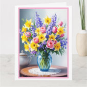 Carte Joyeux Bouquet de fleurs du printemps de la Fête d (Devant)