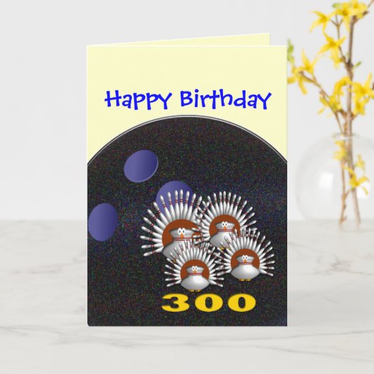 Carte Joyeux Bowling Anniversaire (Fleur jaune)