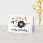 Carte Joyeux bowling d'anniversaire de toute la bande (Fleur jaune)