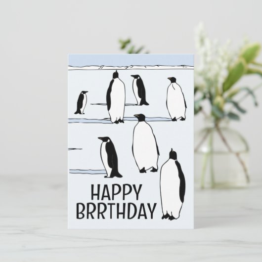Carte Joyeux BRRthday Penguin Cool d'anniversaire d'hive (Debout devant)