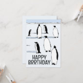 Carte Joyeux BRRthday Penguin Cool d'anniversaire d'hive (Devant/Arrière en situation)