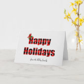 Carte Joyeux buffle de vacances plaid et cardinal (Fleur jaune)