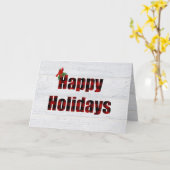 Carte Joyeux buffle de vacances plaid et cardinal (Fleur jaune)