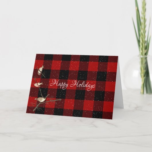 Carte Joyeux buffle des oiseaux de vacances plaid (Devant)