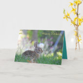Carte Joyeux Bunny d'anniversaire (Fleur jaune)