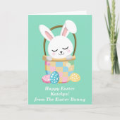Carte Joyeux Bunny de Pâques mignonette Pastel Vert Cust (Devant)
