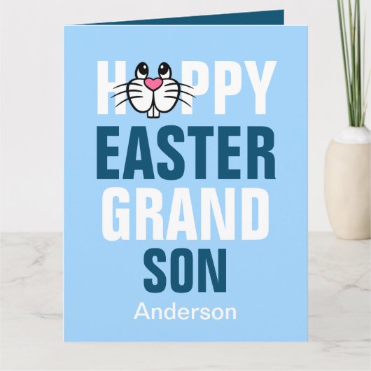 Carte Joyeux Bunny Grandson de Pâques (Devant)