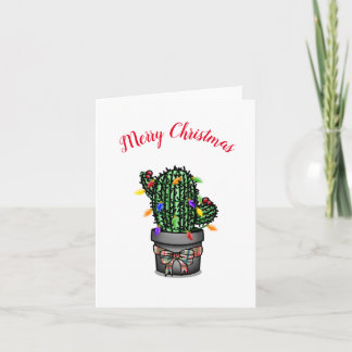 Carte Joyeux Cactus de Noël avec lumières