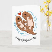 Carte joyeux cadeau de Noël pour femme mariée loutre (Fleur jaune)