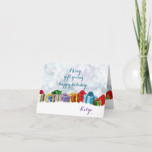 Carte Joyeux Cadeau Donner Personnalisé Snow Surprise (Devant)