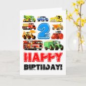 Carte Joyeux Camion de Jouet pour garçon 2e anniversaire (Fleur jaune)