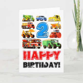 Carte Joyeux Camion de Jouet pour garçon 2e anniversaire