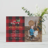 Carte Joyeux Camion de Noël & Buffalo Check Photo V (Debout devant)